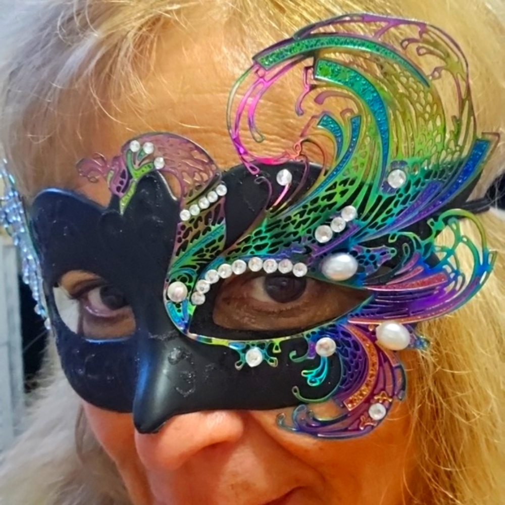 Mask Black Purple Stones Beautiful Piece For Halloween Irradescent Colors